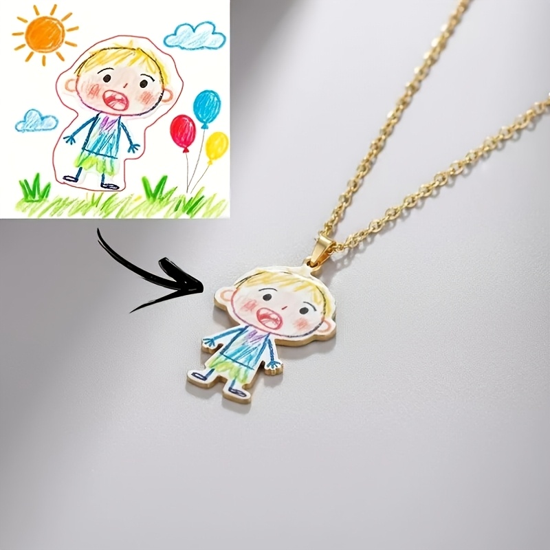 Personalized Stainless Steel Colorful Logo Pattern Necklace